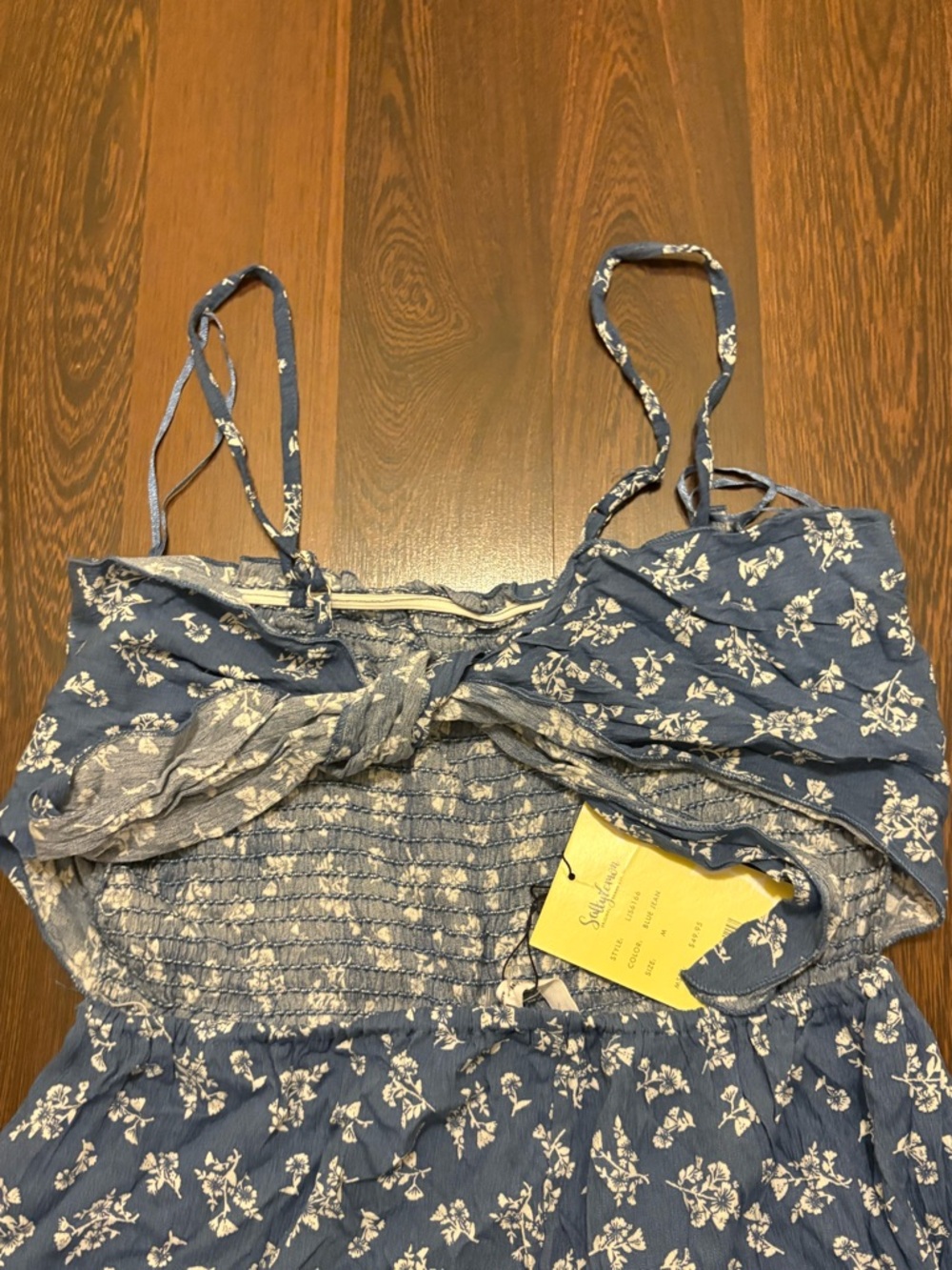 Blue Floral Tie-Strap Jumpsuit - Picture 3 of 5